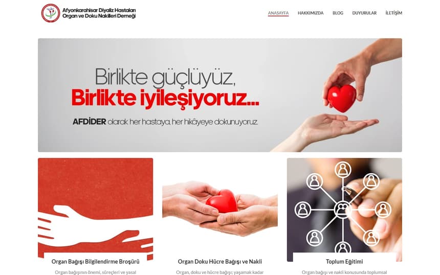 Afdider web sitesinin ana sayfası
