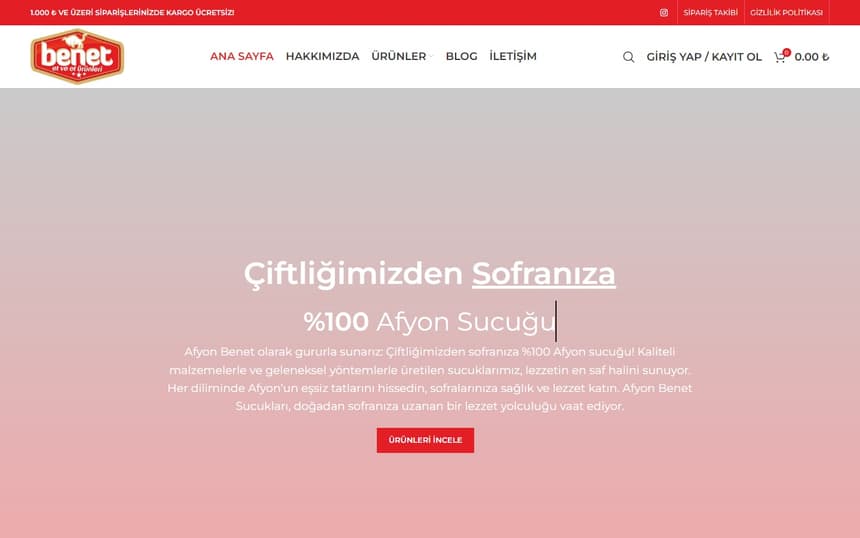 Afyon Benet web sitesinin ana sayfası