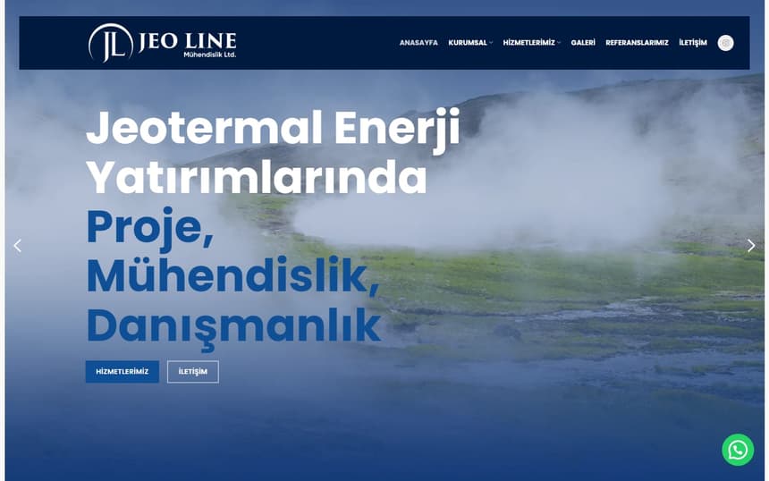 Jeoline Mühendislik web sitesinin ana sayfası
