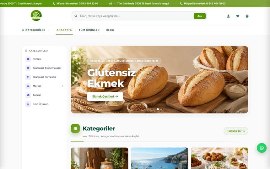 Now Gluten Off web sitesinin ana sayfası
